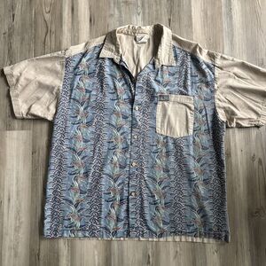 Vintage 80s 90s Jimmy’z Tropical Floral Button Up Shirt  Blue Surf Beach USA XL